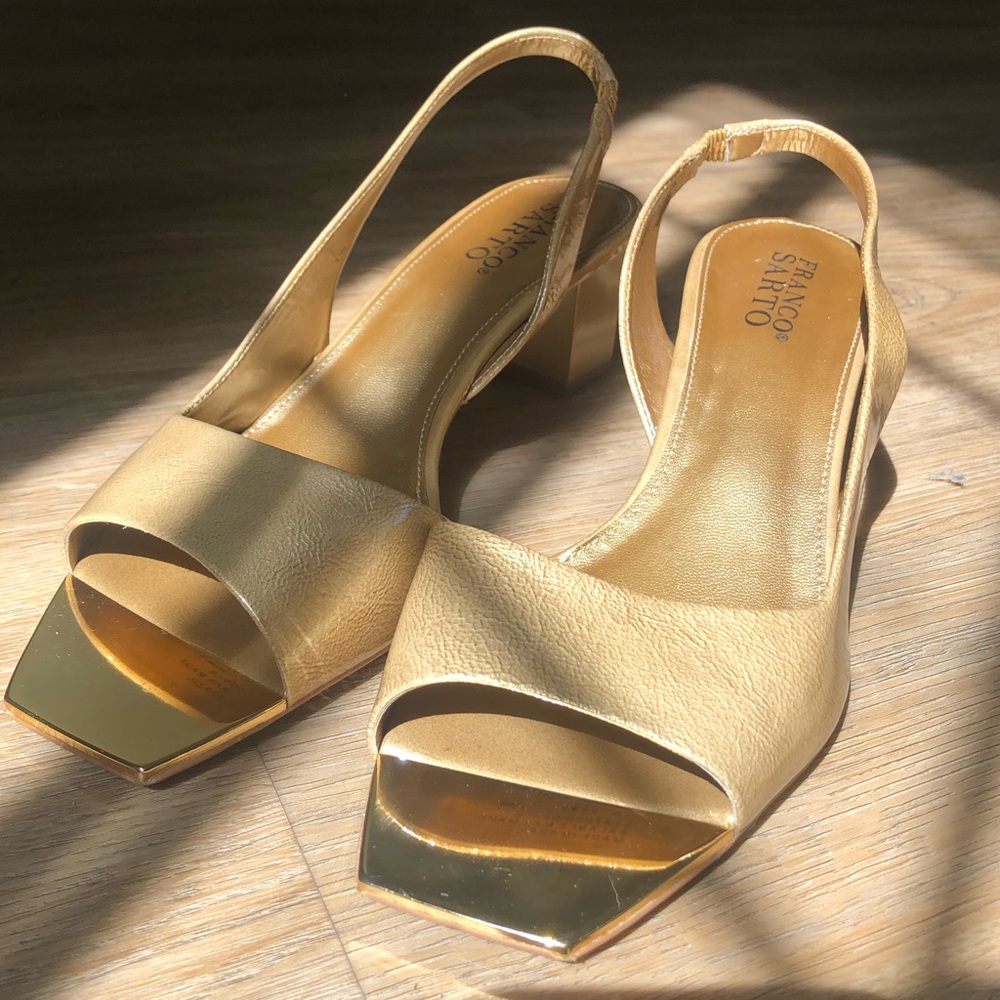 franco sarto gold kitten heel